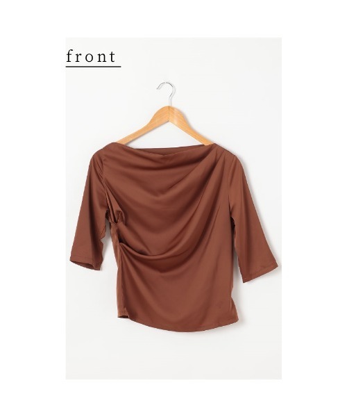 Sawa a la mode（サワアラモード）の「ドレープサテンカットソー（Tシャツ/カットソー・レディース・ブラック/ブラウン/ベージュ・FREE）」の8枚目の写真