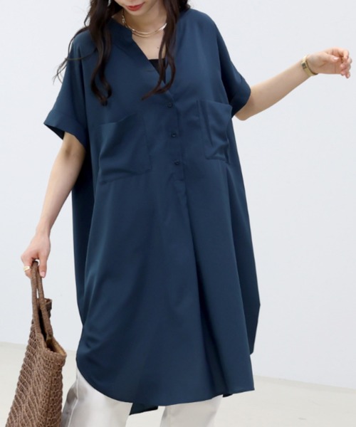 Aletta vita（アレッタビータ）の「ジョーゼット両ポケスキッパーワンピース（ワンピース・レディース・ブラック/ネイビー/モカ/ベージュ・FREE）」の4枚目の写真
