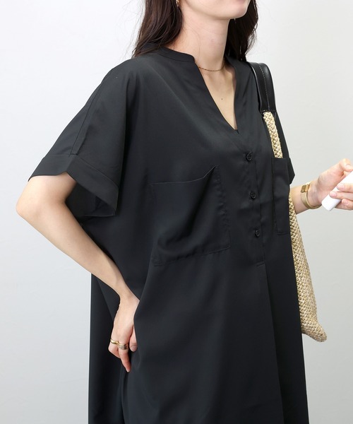 Aletta vita（アレッタビータ）の「ジョーゼット両ポケスキッパーワンピース（ワンピース・レディース・ブラック/ネイビー/モカ/ベージュ・FREE）」の16枚目の写真