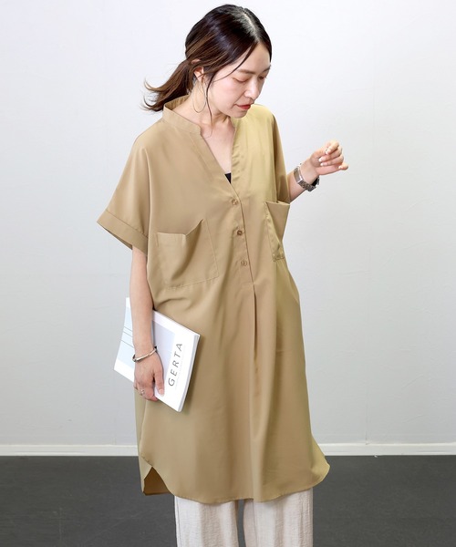 Aletta vita（アレッタビータ）の「ジョーゼット両ポケスキッパーワンピース（ワンピース・レディース・ブラック/ネイビー/モカ/ベージュ・FREE）」の19枚目の写真