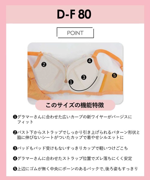 AMPHI(アンフィ)の「サイズ別設計で、あなたの着こなしを【stylist4U】ブラジャー(スタイリスト フォー・ユー)(ブラジャー・レディース・ホワイト/ターコイズブルー/ネイビー/オレンジ・C65/B75/B70/B65/E80/E75/E70/E65/D80/D75/D70/D65/C75/C70/G70/G65/G75/F80/F75/F70/F65/A75/A70)」の10枚目の写真
