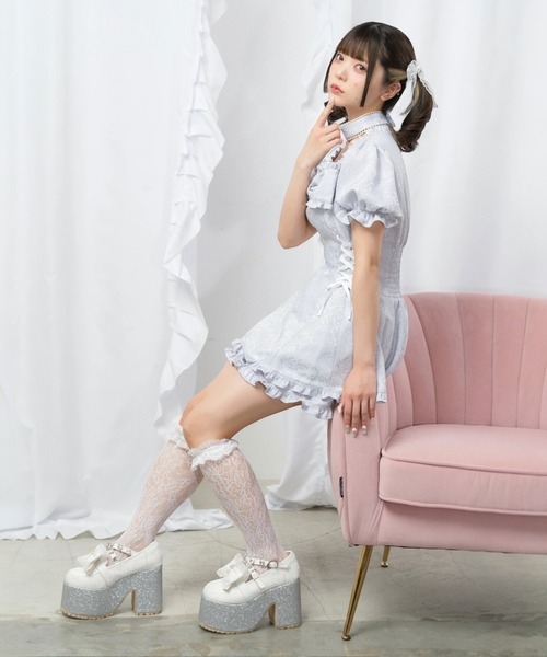 Ank Rouge（アンクルージュ）の「コルセットジャガードプリンセスSETUP（ワンピース・レディース・ホワイト/ブラック/ブルー・M）」の6枚目の写真