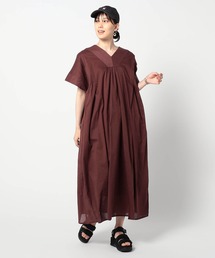 コットンボイル　カフタン風ワンピース