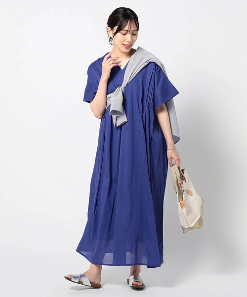 Grand PARK（グランドパーク）の「コットンボイル　カフタン風ワンピース（ワンピース・レディース・ネイビー/ブルー/ブラウン・FREE）」の3枚目の写真