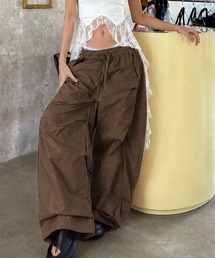 SHEENA（シーナ）の「【新色追加】刺しゅうロゴ裾ドロストルーズワイドパンツ（カーゴパンツ）」