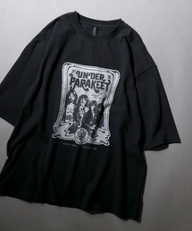 Pigment Graphic T-Shirt/ピグメント加工 ヴィンテージライク ロックプリント オーバーサイズ 半袖Tシャツ レディース メンズ