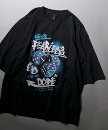 Pigment Graphic T-Shirt/ピグメント加工 ヴィンテージライク ロックプリント オーバーサイズ 半袖Tシャツ レディース メンズ
