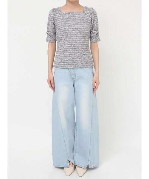 LAGUNAMOON(ラグナムーン)の「ツイードカットトップス(Tシャツ/カットソー・レディース・ブラック/ホワイト・FREE)」の10枚目の写真