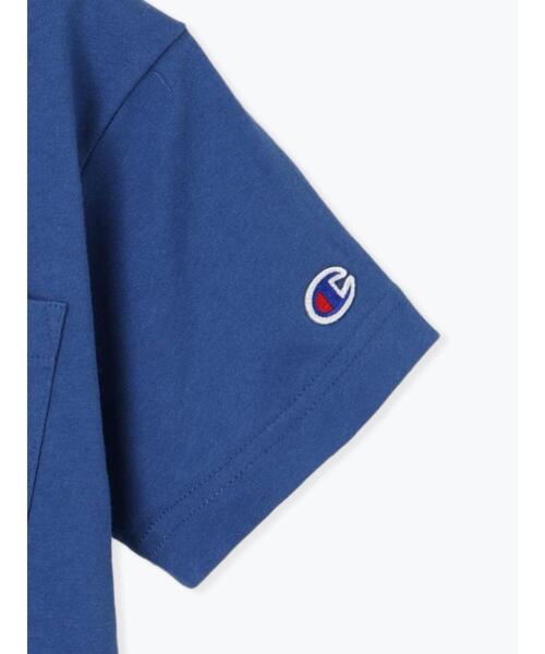 Champion（チャンピオン）の「【Champion別注】ポケット付き半袖Tシャツ（Tシャツ/カットソー・キッズ・ブルー/ホワイト・100/110/120/95/130）」の5枚目の写真