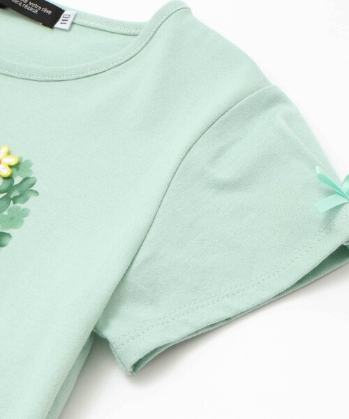 セール】フラワーリボンモチーフ天竺半袖Tシャツ(90~150cm)（T