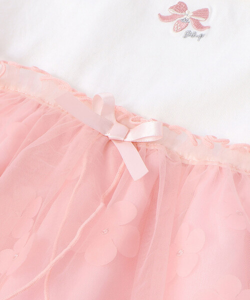 SLAP SLIP（スラップスリップ）の「【お揃い】【絵本コラボ-みつごようせいのおしゃれなドレスやさん-】フワフワチュールお花畑ワンピース(80~130cm)（ワンピース・キッズ・ピンク/ブルー・120cm/100cm/130cm/110cm/80ｃｍ/90cm）」の11枚目の写真