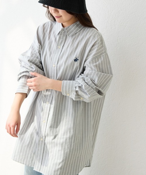 ROPE' PICNIC（ロペピクニック）の「【BEVERLY HILLS POLO CLUB/ビバリーヒルズポロクラブ】BIGシャツ（シャツ/ブラウス・レディース・ライトグレー/レッド系その他/ブルー系その他5/サックスブルー/ダークグリーン・38）」の2枚目の写真