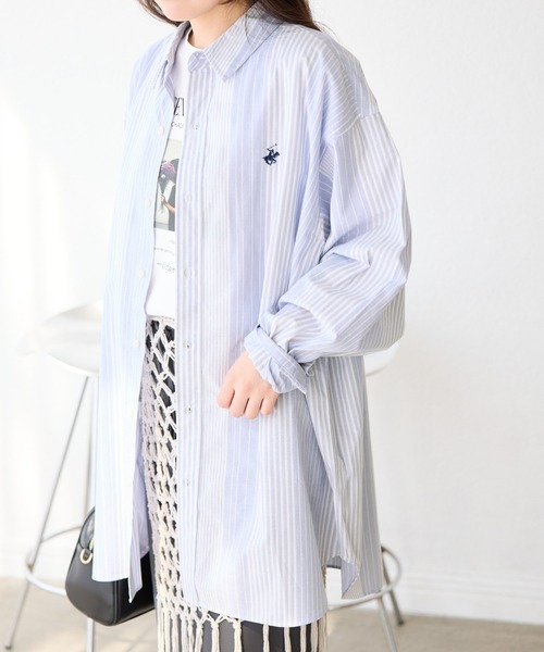 ROPE' PICNIC（ロペピクニック）の「【BEVERLY HILLS POLO CLUB/ビバリーヒルズポロクラブ】BIGシャツ（シャツ/ブラウス・レディース・ライトグレー/レッド系その他/ブルー系その他5/サックスブルー/ダークグリーン・38）」の5枚目の写真