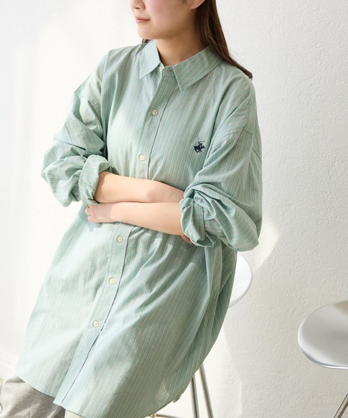 ROPE' PICNIC（ロペピクニック）の「【BEVERLY HILLS POLO CLUB/ビバリーヒルズポロクラブ】BIGシャツ（シャツ/ブラウス・レディース・ライトグレー/レッド系その他/ブルー系その他5/サックスブルー/ダークグリーン・38）」の3枚目の写真