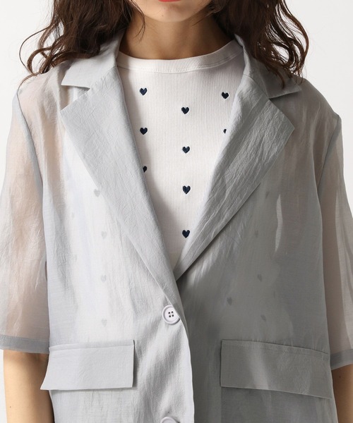 FOREVER 21(フォーエバー トゥエンティーワン)の「【2025SS】半袖シアーラインジャケット(テーラードジャケット・レディース・グレー/ブラック・FREE)」の4枚目の写真