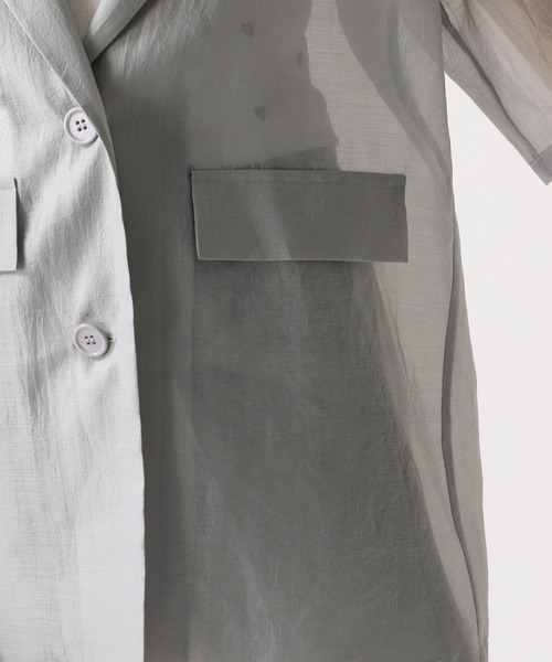 FOREVER 21(フォーエバー トゥエンティーワン)の「【2025SS】半袖シアーラインジャケット(テーラードジャケット・レディース・グレー/ブラック・FREE)」の6枚目の写真