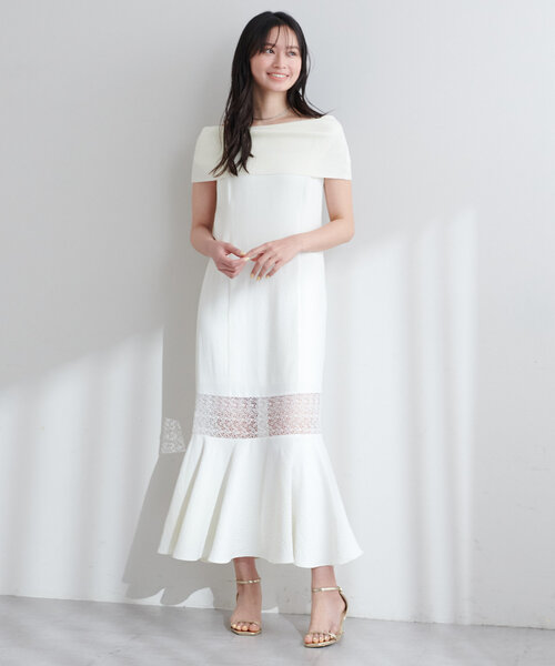 natural couture（ナチュラルクチュール）の「【大人ナチュ】レース切り替えキャミワンピース（ワンピース・レディース・オフホワイト/ブラック・FREE）」の6枚目の写真