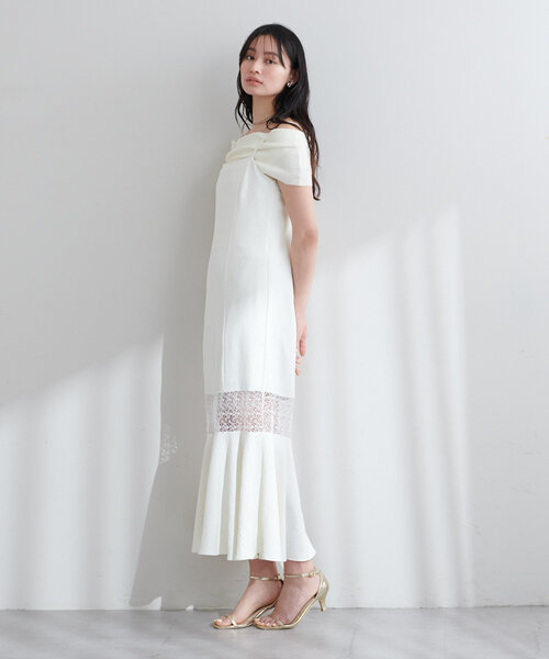 natural couture（ナチュラルクチュール）の「【大人ナチュ】レース切り替えキャミワンピース（ワンピース・レディース・オフホワイト/ブラック・FREE）」の7枚目の写真