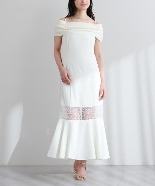 natural couture（ナチュラルクチュール）の「【大人ナチュ】レース切り替えキャミワンピース（ワンピース・レディース・オフホワイト/ブラック・FREE）」の8枚目の写真