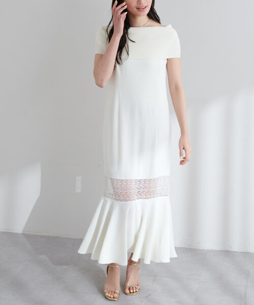 natural couture（ナチュラルクチュール）の「【大人ナチュ】レース切り替えキャミワンピース（ワンピース・レディース・オフホワイト/ブラック・FREE）」の10枚目の写真