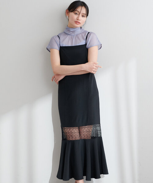 natural couture（ナチュラルクチュール）の「【大人ナチュ】レース切り替えキャミワンピース（ワンピース・レディース・オフホワイト/ブラック・FREE）」の14枚目の写真