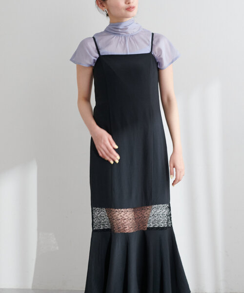 natural couture（ナチュラルクチュール）の「【大人ナチュ】レース切り替えキャミワンピース（ワンピース・レディース・オフホワイト/ブラック・FREE）」の16枚目の写真