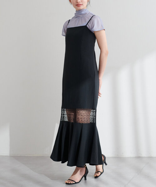 natural couture（ナチュラルクチュール）の「【大人ナチュ】レース切り替えキャミワンピース（ワンピース・レディース・オフホワイト/ブラック・FREE）」の19枚目の写真