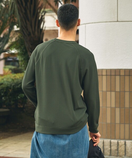 AIGLE(エーグル)の「吸水速乾 ロングスリーブワッフル長袖Tシャツ RP(Tシャツ/カットソー・メンズ・ブラック/モスグリーン・S/M/L/XL)」の10枚目の写真