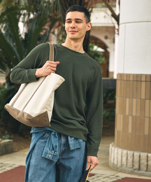 AIGLE(エーグル)の「吸水速乾 ロングスリーブワッフル長袖Tシャツ RP(Tシャツ/カットソー・メンズ・ブラック/モスグリーン・S/M/L/XL)」の11枚目の写真