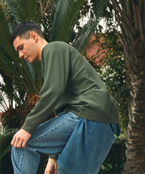 AIGLE(エーグル)の「吸水速乾 ロングスリーブワッフル長袖Tシャツ RP(Tシャツ/カットソー・メンズ・ブラック/モスグリーン・S/M/L/XL)」の1枚目の写真