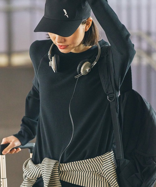 AIGLE(エーグル)の「吸水速乾 ロングスリーブワッフル長袖Tシャツ RP(Tシャツ/カットソー・メンズ・ブラック/モスグリーン・S/M/L/XL)」の12枚目の写真