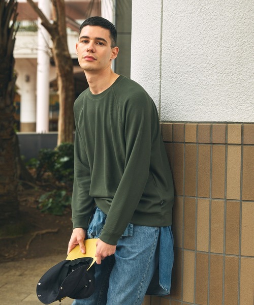 AIGLE(エーグル)の「吸水速乾 ロングスリーブワッフル長袖Tシャツ RP(Tシャツ/カットソー・メンズ・ブラック/モスグリーン・S/M/L/XL)」の17枚目の写真