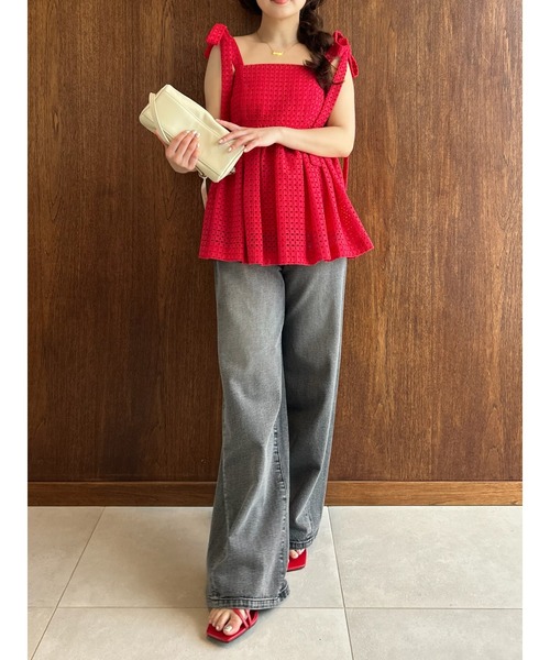 FRAY I.D（フレイアイディー）の「ハイウエストワイドデニムパンツ（デニムパンツ・レディース・ブラック/ライトブルー・0/1/00）」の22枚目の写真