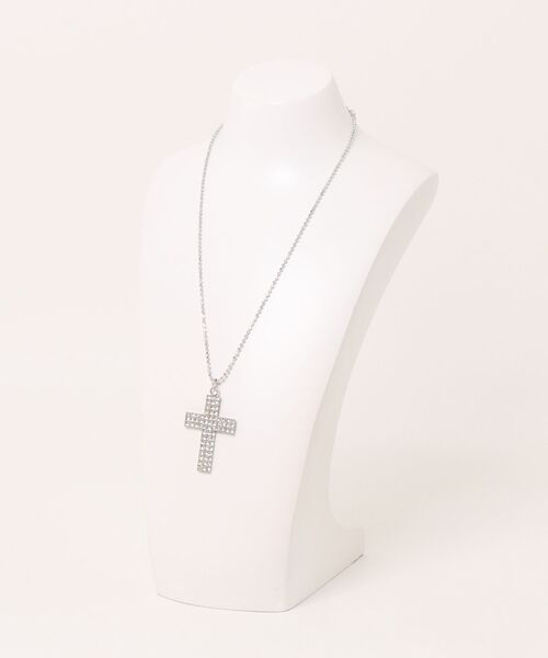 an meets zakka(アンミツザッカ)の「an meets zakka スーパーラインストーンクロスチャームカッティングボールチェーンネックレス(45cm)(ネックレス・レディース・シルバー/ゴールド・50cm)」の3枚目の写真