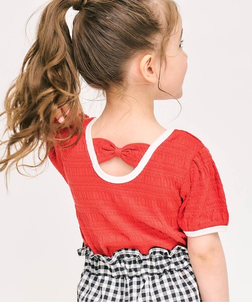 apres les cours（アプレレクール）の「【ジュニア対応】バックリボン・袖リボン半袖Tシャツ（Tシャツ/カットソー・キッズ・ブラック/ブルー/その他2/ピンク/レッド・80/90/100/110/120/130/140）」の4枚目の写真