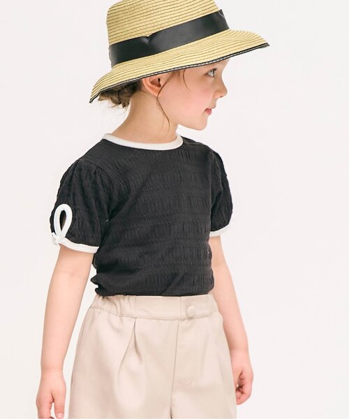 apres les cours（アプレレクール）の「【ジュニア対応】バックリボン・袖リボン半袖Tシャツ（Tシャツ/カットソー・キッズ・ブラック/ブルー/その他2/ピンク/レッド・80/90/100/110/120/130/140）」の2枚目の写真