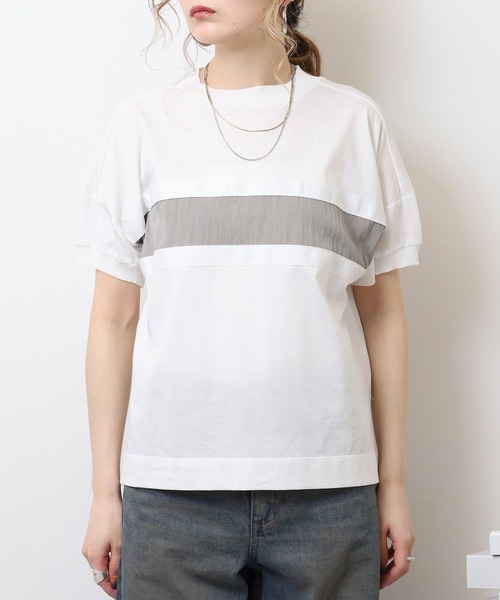 Anna Nicola(アンナニコラ)の「Anna Nicola テープ切替配色カットソー 半袖Tシャツ(Tシャツ/カットソー・レディース・ブラック/オフホワイト/チャコールグレー・38)」の16枚目の写真