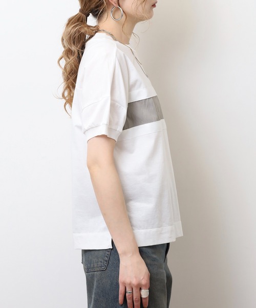 Anna Nicola(アンナニコラ)の「Anna Nicola テープ切替配色カットソー 半袖Tシャツ(Tシャツ/カットソー・レディース・ブラック/オフホワイト/チャコールグレー・38)」の17枚目の写真