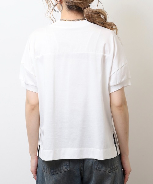 Anna Nicola(アンナニコラ)の「Anna Nicola テープ切替配色カットソー 半袖Tシャツ(Tシャツ/カットソー・レディース・ブラック/オフホワイト/チャコールグレー・38)」の18枚目の写真