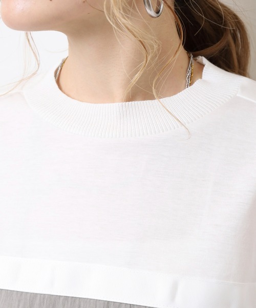 Anna Nicola(アンナニコラ)の「Anna Nicola テープ切替配色カットソー 半袖Tシャツ(Tシャツ/カットソー・レディース・ブラック/オフホワイト/チャコールグレー・38)」の19枚目の写真