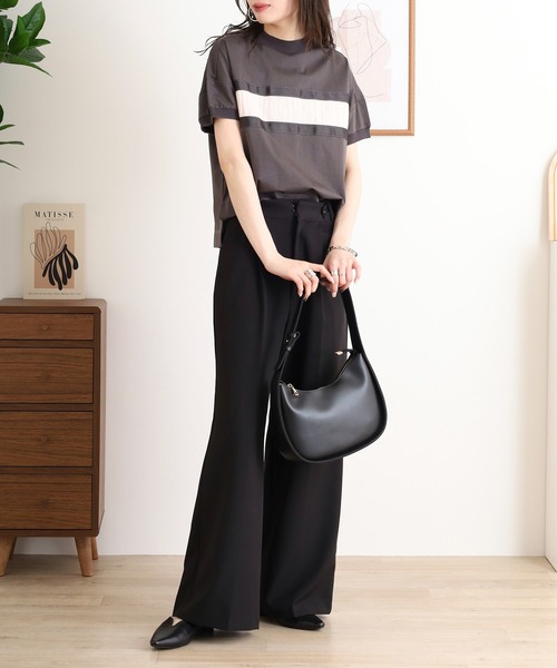 Anna Nicola(アンナニコラ)の「Anna Nicola テープ切替配色カットソー 半袖Tシャツ(Tシャツ/カットソー・レディース・ブラック/オフホワイト/チャコールグレー・38)」の15枚目の写真