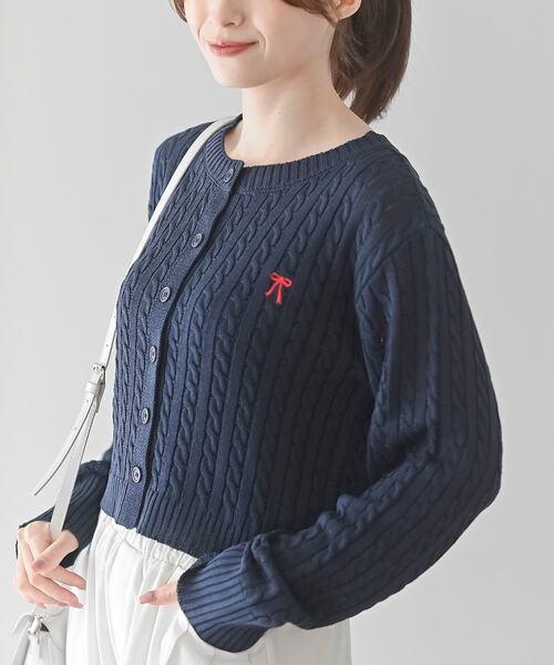 【美品・1度着用】Reneネイビーニットカーディガンサイズ38リボン取り外し可能 2025年最新】Rene カーディガン・ボレロ・アンサンブルの人気アイテム