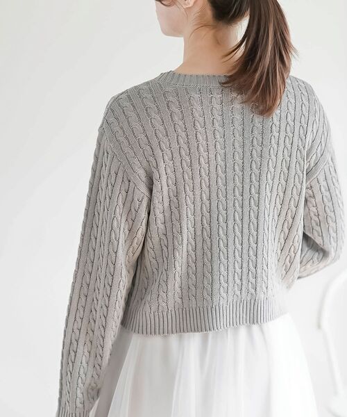 【SALE】リボン刺繍ケーブルカーディガン