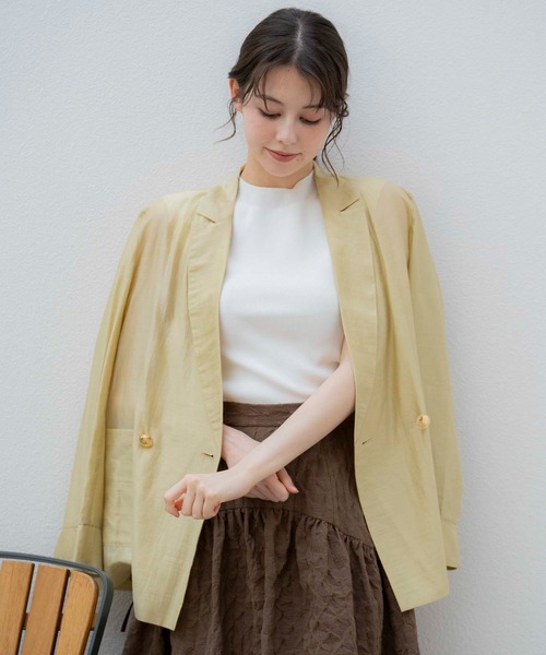 NOELA（ノエラ）の「シアーリネンライクジャケット（テーラードジャケット・レディース・イエロー/ベージュ/カーキ・フリー）」の3枚目の写真