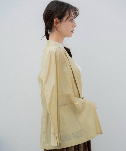 NOELA（ノエラ）の「シアーリネンライクジャケット（テーラードジャケット・レディース・イエロー/ベージュ/カーキ・フリー）」の9枚目の写真