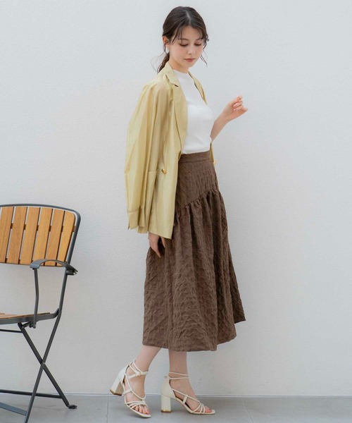 NOELA（ノエラ）の「シアーリネンライクジャケット（テーラードジャケット・レディース・イエロー/ベージュ/カーキ・フリー）」の12枚目の写真
