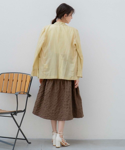 NOELA（ノエラ）の「シアーリネンライクジャケット（テーラードジャケット・レディース・イエロー/ベージュ/カーキ・フリー）」の13枚目の写真