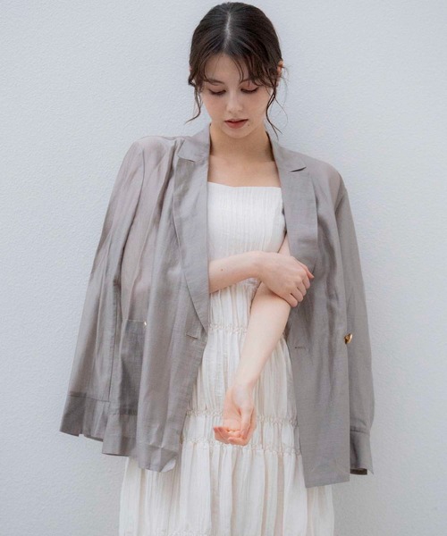 NOELA（ノエラ）の「シアーリネンライクジャケット（テーラードジャケット・レディース・イエロー/ベージュ/カーキ・フリー）」の15枚目の写真