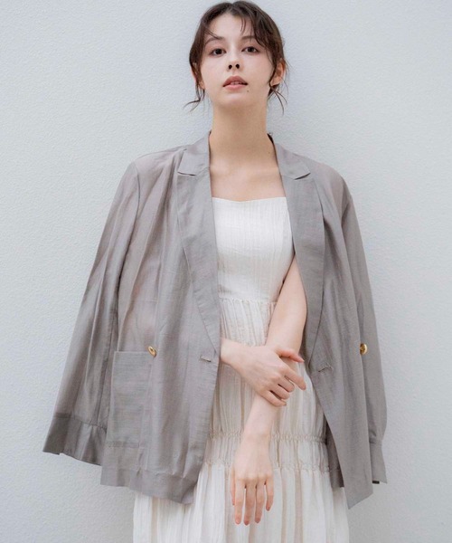 NOELA（ノエラ）の「シアーリネンライクジャケット（テーラードジャケット・レディース・イエロー/ベージュ/カーキ・フリー）」の16枚目の写真