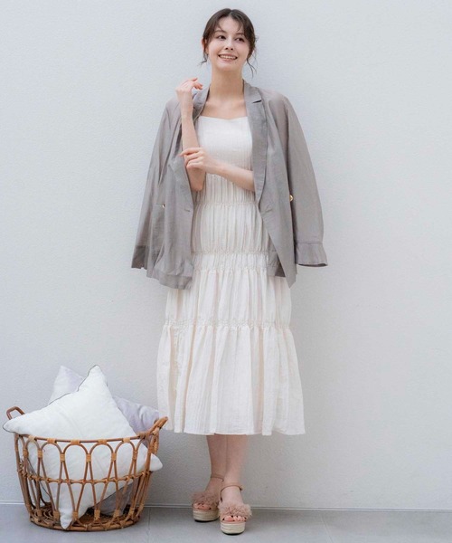 NOELA（ノエラ）の「シアーリネンライクジャケット（テーラードジャケット・レディース・イエロー/ベージュ/カーキ・フリー）」の18枚目の写真